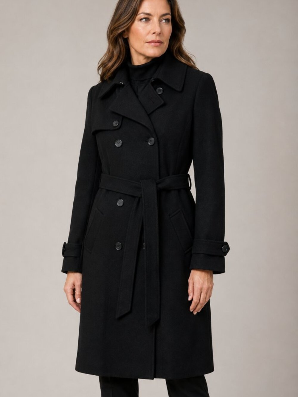 Lauren Ralph Lauren Women’s 16 Black Wool Blend Belted Double Breasted Coat